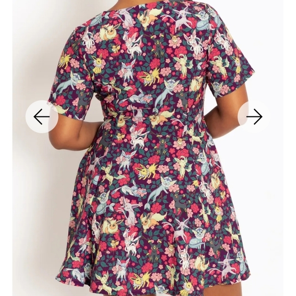 Blackmilk Pokemon Eevee Evolution Floral V Dress Size Large NWOT - Picture 9 of 9